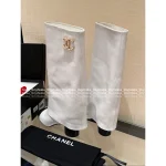Chanel 2025 Fall/Winter Collection 👢 Crystal Logo Wide-Calf Leather Knee-High Boots for Women - Slimming & Leg-Lengthening - Image 6