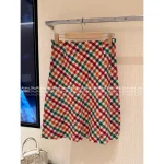 miumiu 2025 Early Fall/Winter Collection 🌈 Colorful Plaid High-Waist Slimming Letter Logo Wool Blend Mini Skirt for Women