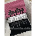 CHROME HEARTS 2025 Fall/Winter Collection ✝️ Heavyweight Genuine Leather Cross Logo Fringe Oversized Scarf - Unisex - Image 3