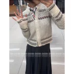 THOM BROWNE 2025 Fall/Winter Collection 👧 100% Imported Wool Fair Isle Jacquard Knit Cardigan for Women - Image 2