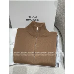 THOM BROWNE 2025 Early Fall/Winter Collection 🤎 Back Goose Design Zip-Front Mock Neck 100% Wool Knit Sweater - Image 14