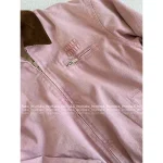 miumiu 2025 Early Fall Collection 🎀 Vintage Wash Cherry Blossom Pink Lapel Letter Logo Pocket Denim Jacket - Image 5