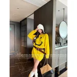 Moschino 2025 Fall/Winter Collection 🍋 Smiley Face :) Long-Staple Mohair Brushed Round Neck Knit Dress - Slimming, Warm & Comfortable