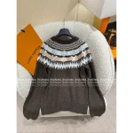 Louis Vuitton 2025 Early Fall/Winter Collection 🐻 Ski Series Jacquard Letter Logo Round Neck Wool Pullover Sweater for Women - Image 6