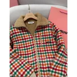 miumiu 2025 Early Fall/Winter Collection 🌈 Rainbow Plaid Fleece Zip-Up Puffer Sherpa Jacket for Women Casual - Image 10