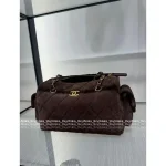 Chanel 2025 Fall/Winter Runway Collection 🐻 Premium Teddy Brown Suede Metal Logo Chain Large Bowling Bag - Image 6