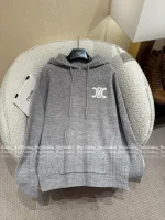 Celine 2025 Early Fall/Winter Collection 🆕 ©️ Hooded Kaixuanmen Logo Gray Tones Wool Knit Cardigan Oversized Fit - Image 11