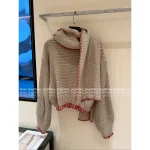 Vivienne Westwood Korean Aesthetic 🪐 2025 Fall/Winter Collection Saturn Embroidered Logo Wool Knit Cardigan with Detachable Scarf - Image 3