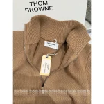 THOM BROWNE 2025 Early Fall/Winter Collection 🤎 Back Goose Design Zip-Front Mock Neck 100% Wool Knit Sweater - Image 13