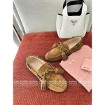 miumiu 2025 Early Fall/Winter Collection 🤎 Suede Fringe Buckle Genuine Leather Loafers for Women - Image 3