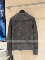 Dior 2025 Early Fall/Winter Collection 🆕 Snowflake Jacquard Gray Tone Embroidered Bee Logo Wool Knit Cardigan - Image 2