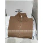 THOM BROWNE 2025 Early Fall/Winter Collection 🤎 Back Goose Design Zip-Front Mock Neck 100% Wool Knit Sweater - Image 12