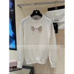 Chanel 2025 Fall/Winter Collection 🎀 Cut-Out Crochet Bow Round Neck Pullover Wool Sweater for Women - Image 13