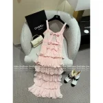 Chanel 2025 Fall/Winter Collection 🎀 Strappy Bow Tiered Maxi Dress in Silk/Wool Blend - Two Colors Available - Image 16