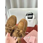 miumiu 2025 Early Fall/Winter Collection 🤎 Suede Fringe Buckle Genuine Leather Loafers for Women - Image 2