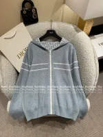 Dior 2025 Early Fall/Winter Collection ⭐️ Hooded Jacquard Letter Logo Cashmere Zip-Front Jacket Knit Cardigan - Image 8