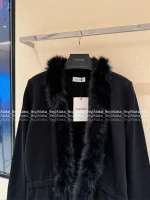 VALENTINO 2025 Fall/Winter Collection 🖤 Fur-Trim Lapel Runway Style Wool Knit Coat for Women - Image 15