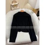 Hermes 2025 Fall/Winter Collection 🍊 Notched Collar Subtle Pattern Cropped 100% Wool Sweater for Women - Image 12