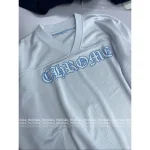 CHROME HEARTS 2025 Fall Collection 🩵 Blue Sanskrit Letter Print Logo Stylish V-Neck Long Sleeve T-Shirt - Image 6
