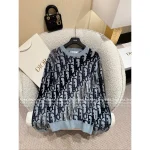 Dior 2025 Fall/Winter Collection 💙 Round Neck Jacquard Letter Logo Blue Pullover Cashmere Wool Sweater - Image 19