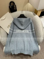Dior 2025 Early Fall/Winter Collection ⭐️ Hooded Jacquard Letter Logo Cashmere Zip-Front Jacket Knit Cardigan - Image 7