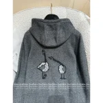 THOM BROWNE 2025 Early Fall/Winter Collection 🆕 Back Goose 🦢 Jacquard Pattern Hooded Knit Cardigan 100% Wool - Image 14