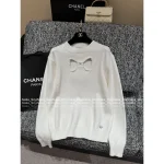 Chanel 2025 Fall/Winter Collection 🎀 Cut-Out Crochet Bow Round Neck Pullover Wool Sweater for Women - Image 11