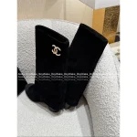 Chanel 2025 Fall/Winter Collection 👢 Crystal Logo Wide-Calf Leather Knee-High Boots for Women - Slimming & Leg-Lengthening - Image 16