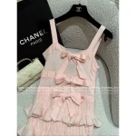 Chanel 2025 Fall/Winter Collection 🎀 Strappy Bow Tiered Maxi Dress in Silk/Wool Blend - Two Colors Available - Image 14