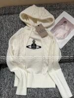 Vivienne Westwood 2025 Fall/Winter Collection 🛰️ Hooded Jacquard Satellite Logo Wool Knit Sweater for Women - Image 15