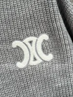 Celine 2025 Early Fall/Winter Collection 🆕 ©️ Hooded Kaixuanmen Logo Gray Tones Wool Knit Cardigan Oversized Fit - Image 8