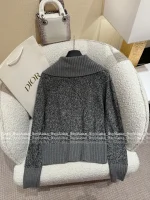 Dior 2025 Early Fall/Winter Collection 🆕 Snowflake Jacquard Gray Tone Embroidered Bee Logo Wool Knit Cardigan - Image 16