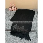 CHROME HEARTS 2025 Fall/Winter Collection ✝️ Heavyweight Genuine Leather Cross Logo Fringe Oversized Scarf - Unisex - Image 15