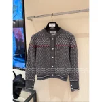 THOM BROWNE 2025 Fall/Winter Collection 👧 100% Imported Wool Fair Isle Jacquard Knit Cardigan for Women - Image 16
