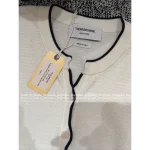THOM BROWNE 2025 Fall/Winter Collection 👧 Retro Wave Trim Color-Block Minimalist Staple 100% Wool Knit Cardigan for Women - Image 12