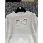 Chanel 2025 Fall/Winter Collection 🎀 Cut-Out Crochet Bow Round Neck Pullover Wool Sweater for Women - Image 10