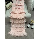 Chanel 2025 Fall/Winter Collection 🎀 Strappy Bow Tiered Maxi Dress in Silk/Wool Blend - Two Colors Available - Image 13
