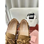 miumiu 2025 Early Fall/Winter Collection 🤎 Suede Fringe Buckle Genuine Leather Loafers for Women - Image 12
