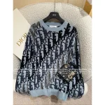 Dior 2025 Fall/Winter Collection 💙 Round Neck Jacquard Letter Logo Blue Pullover Cashmere Wool Sweater - Image 17
