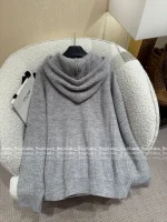 Celine 2025 Early Fall/Winter Collection 🆕 ©️ Hooded Kaixuanmen Logo Gray Tones Wool Knit Cardigan Oversized Fit - Image 19