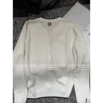 THOM BROWNE 2025 Fall/Winter Collection 👧 Retro Wave Trim Color-Block Minimalist Staple 100% Wool Knit Cardigan for Women - Image 11