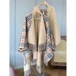 BURBERRY 2025 Fall/Winter Collection 🦙 Little Rich Girl Plaid Fringe Mid-Length Heavyweight Reversible Shearling Cape - Image 19