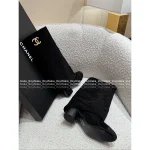 Chanel 2025 Fall/Winter Collection 👢 Crystal Logo Wide-Calf Leather Knee-High Boots for Women - Slimming & Leg-Lengthening - Image 14