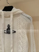 Vivienne Westwood 2025 Fall/Winter Collection 🛰️ Hooded Jacquard Satellite Logo Wool Knit Sweater for Women - Image 13