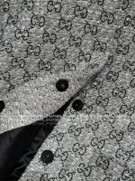 Gucci 2025 Fall/Winter Collection 🩶 All-Over 3D Jacquard Logo Crystal Embroidery Gray Tone Blazer / Midi Skirt - Image 13