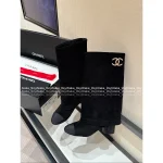 Chanel 2025 Fall/Winter Collection 👢 Crystal Logo Wide-Calf Leather Knee-High Boots for Women - Slimming & Leg-Lengthening - Image 13