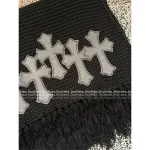 CHROME HEARTS 2025 Fall/Winter Collection ✝️ Heavyweight Genuine Leather Cross Logo Fringe Oversized Scarf - Unisex - Image 13