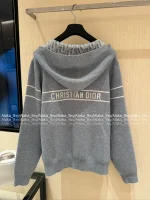Dior 2025 Early Fall/Winter Collection ⭐️ Hooded Jacquard Letter Logo Cashmere Zip-Front Jacket Knit Cardigan
