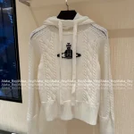 Vivienne Westwood 2025 Fall/Winter Collection 🛰️ Hooded Jacquard Satellite Logo Wool Knit Sweater for Women