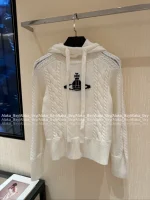 Vivienne Westwood 2025 Fall/Winter Collection 🛰️ Hooded Jacquard Satellite Logo Wool Knit Sweater for Women